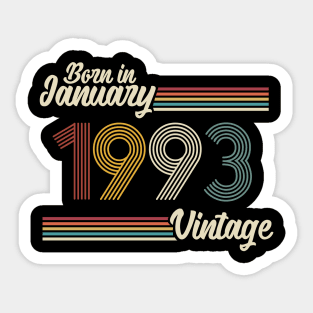 Vintage Born in January 1993 Sticker